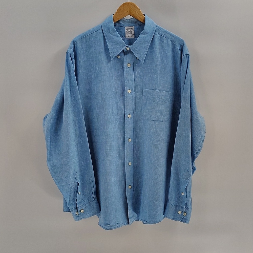 Brooks Brothers Regent Fit 100% Linen Long Sleeve Button Down Shirt Mens XXL